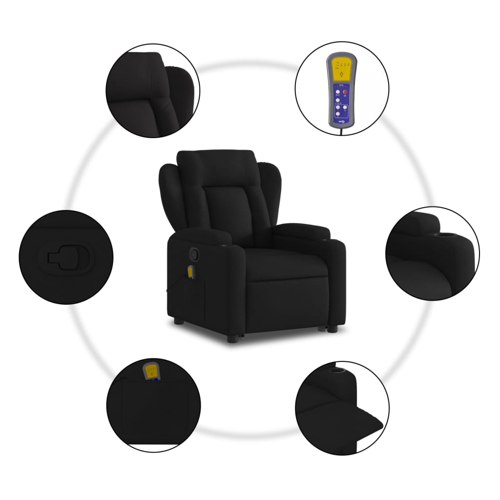 Fauteuil de massage inclinable Noir Tissu Fauteuils vidaXL   