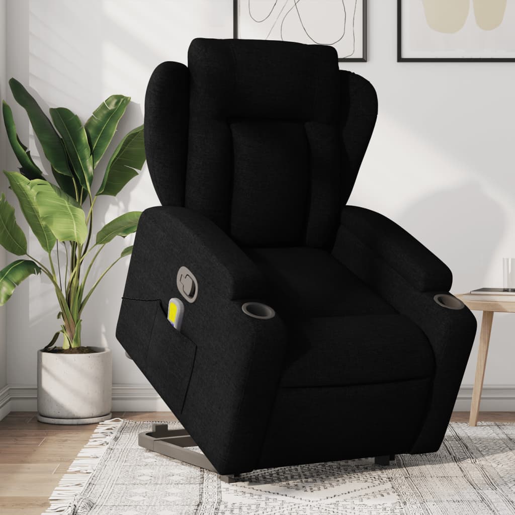 Fauteuil de massage inclinable Noir Tissu Fauteuils vidaXL   