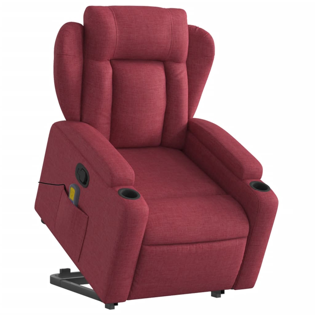 Fauteuil inclinable de massage Rouge bordeaux Tissu Fauteuils vidaXL   