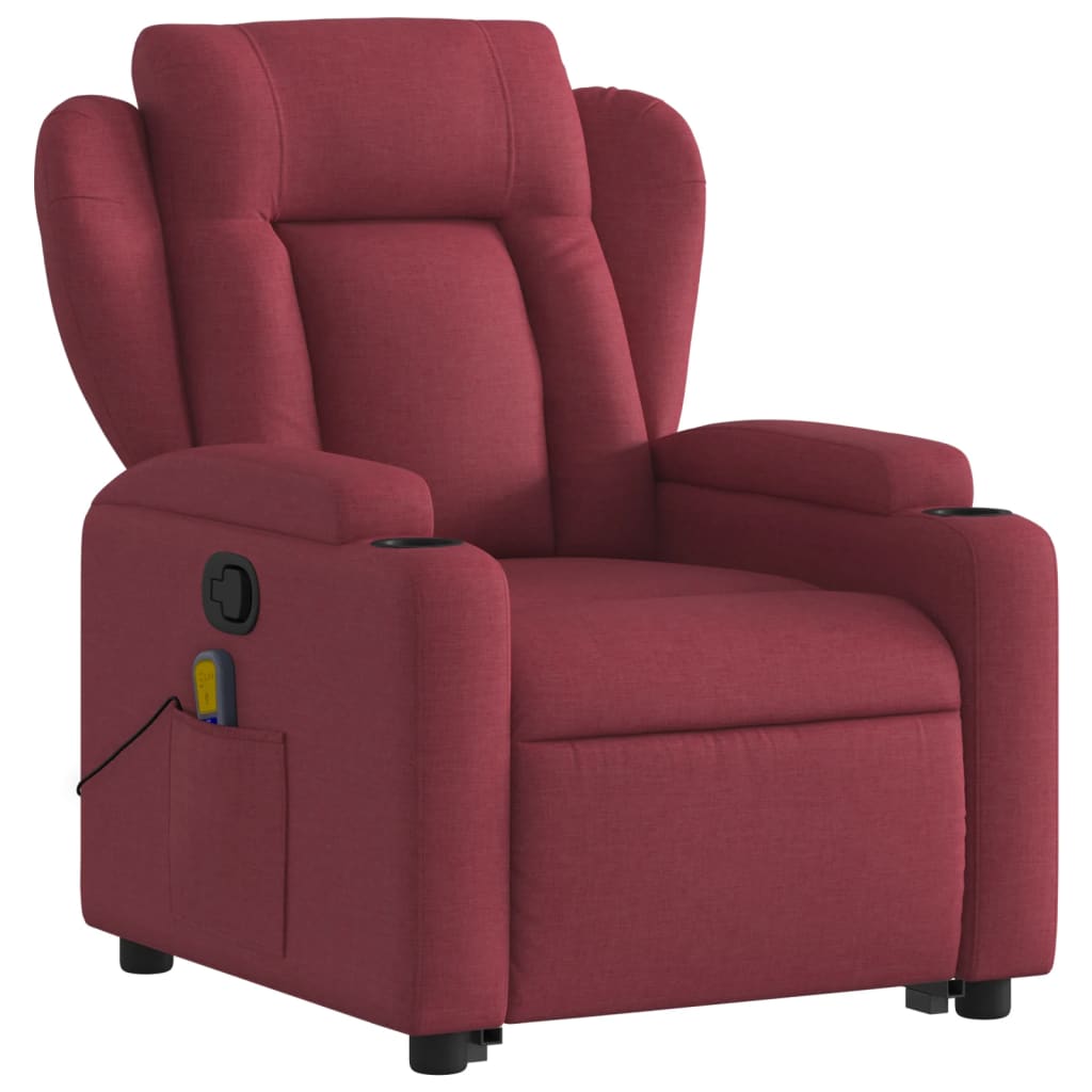 Fauteuil inclinable de massage Rouge bordeaux Tissu Fauteuils vidaXL   