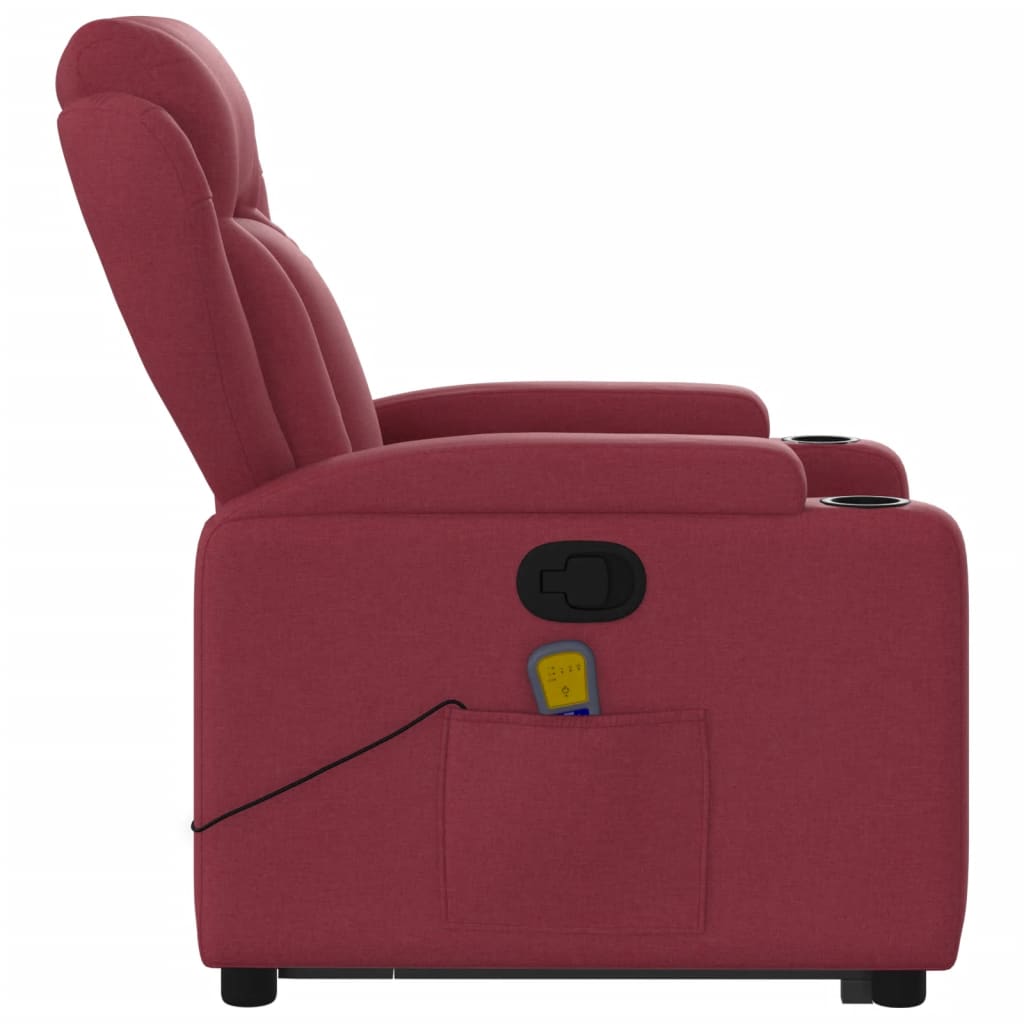 Fauteuil inclinable de massage Rouge bordeaux Tissu Fauteuils vidaXL   