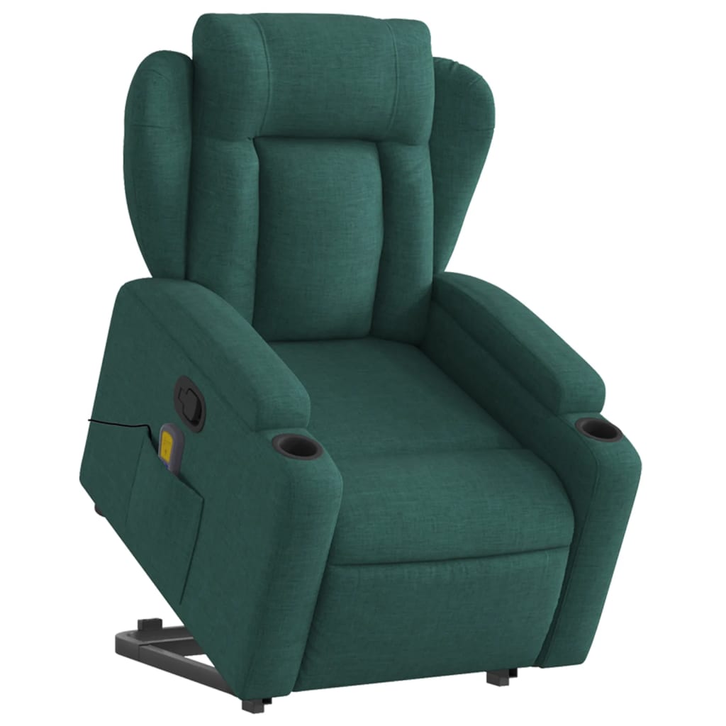 Fauteuil inclinable de massage Vert foncé Tissu Fauteuils vidaXL   