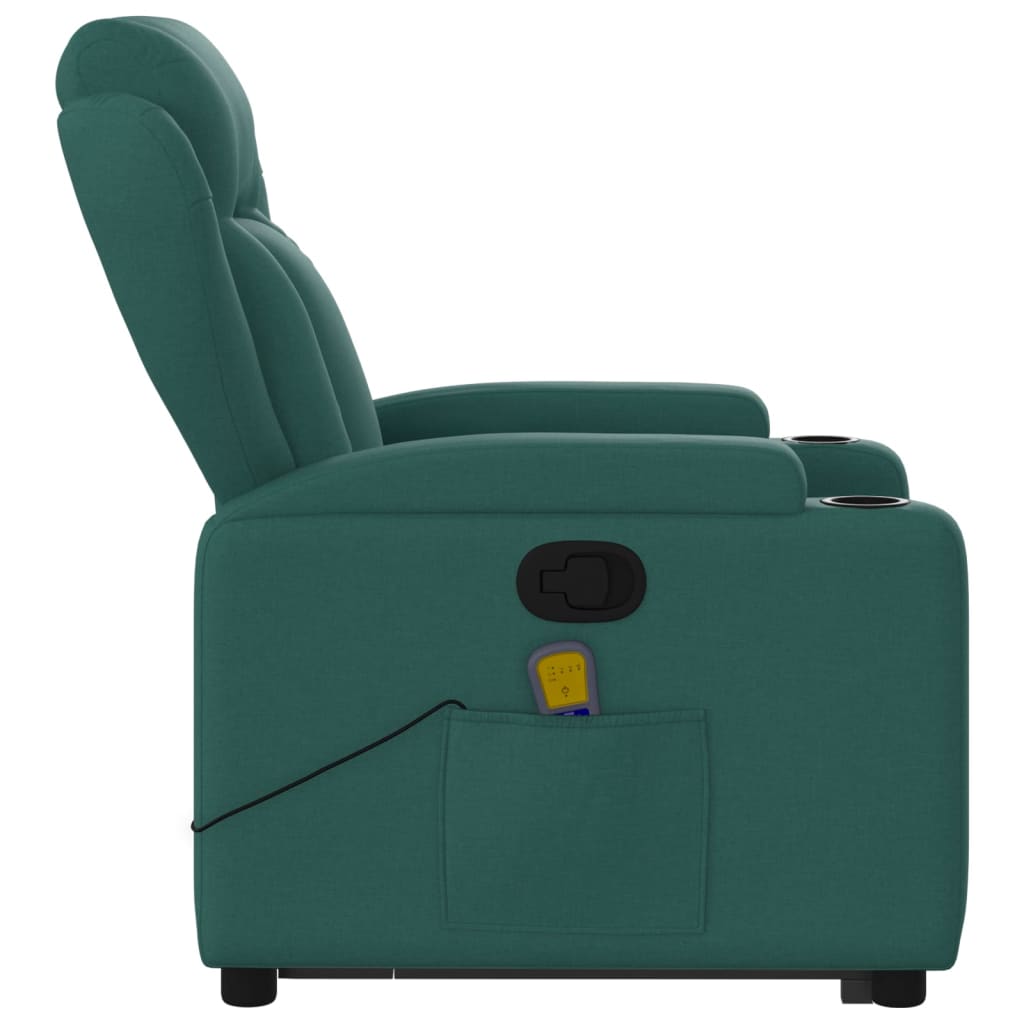 Fauteuil inclinable de massage Vert foncé Tissu Fauteuils vidaXL   