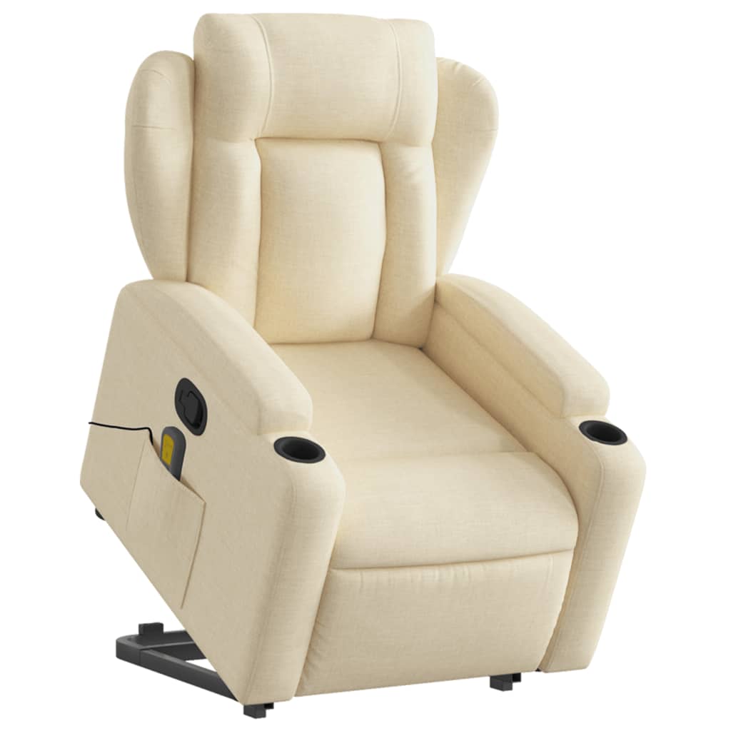 Fauteuil inclinable de massage Crème Tissu Fauteuils vidaXL   