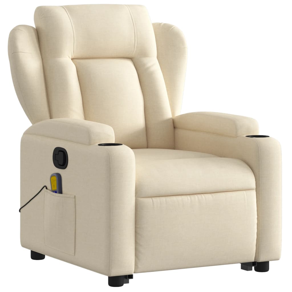 Fauteuil inclinable de massage Crème Tissu Fauteuils vidaXL   