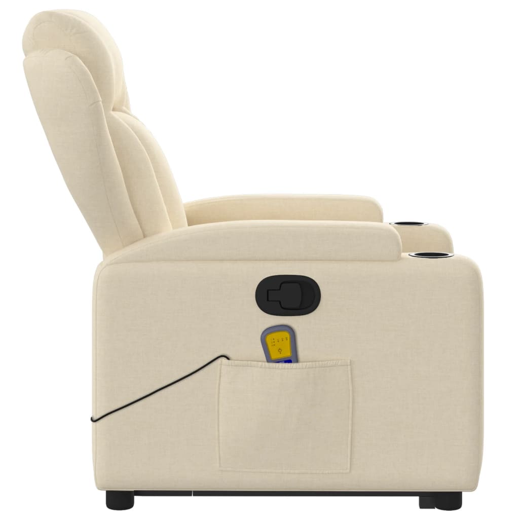 Fauteuil inclinable de massage Crème Tissu Fauteuils vidaXL   