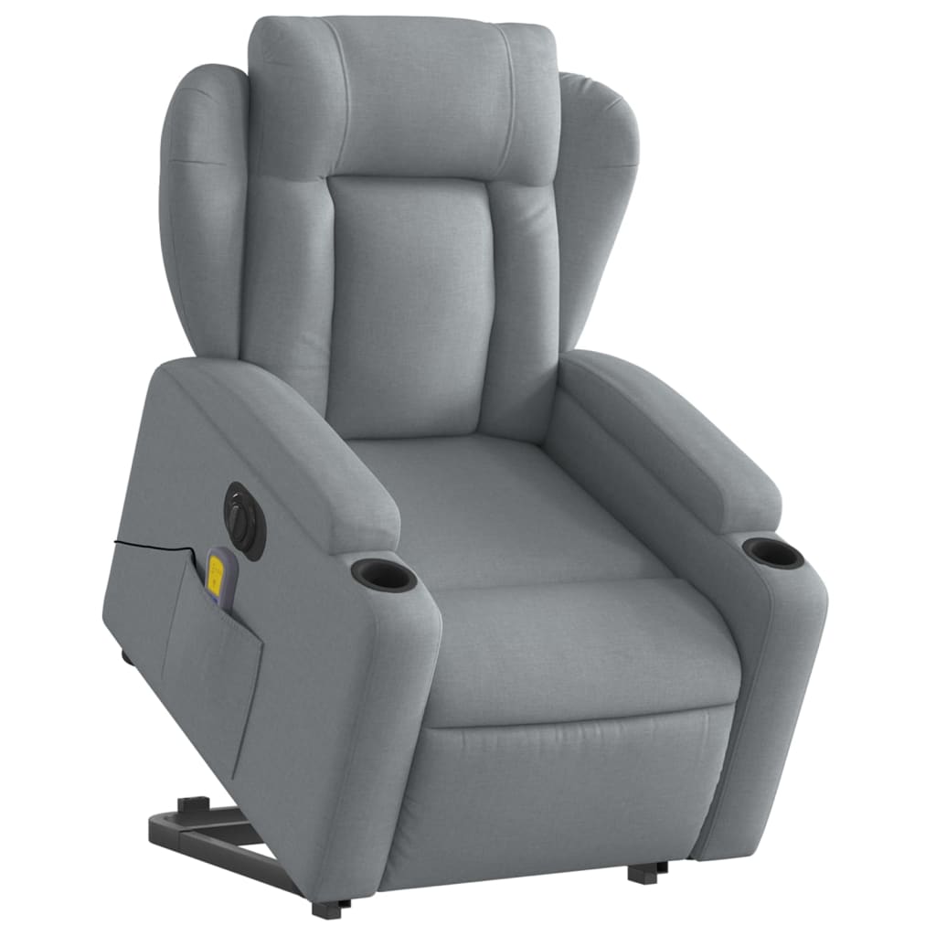 Fauteuil inclinable de massage électrique Gris clair Tissu Fauteuils vidaXL   