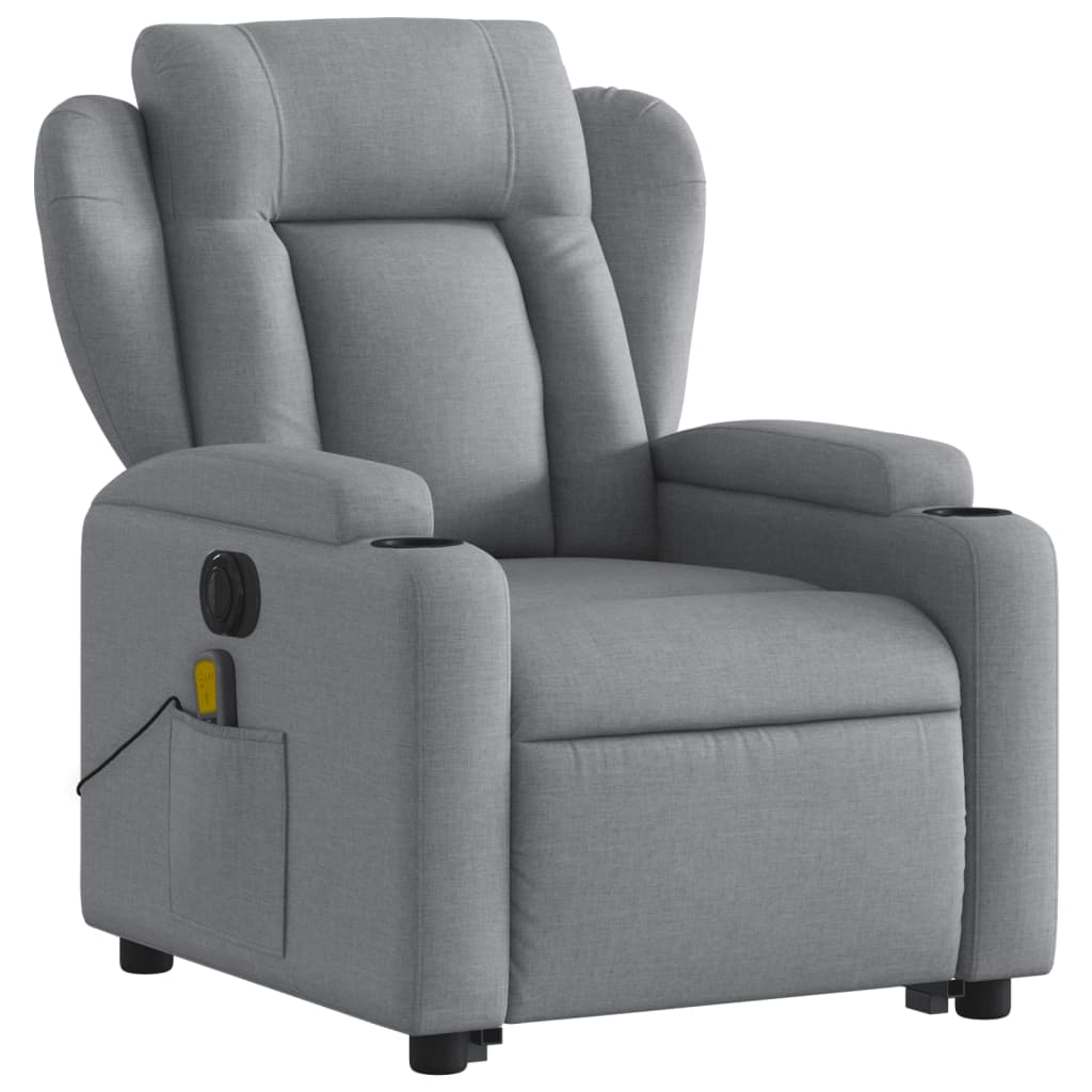 Fauteuil inclinable de massage électrique Gris clair Tissu Fauteuils vidaXL   