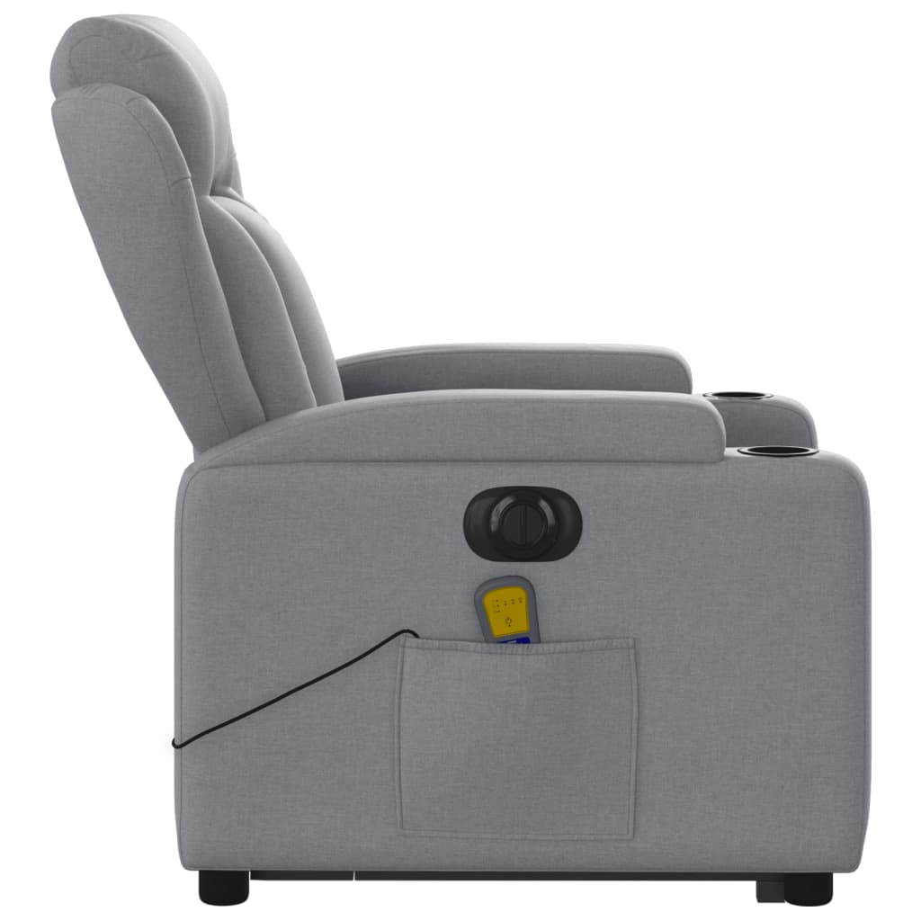 Fauteuil inclinable de massage électrique Gris clair Tissu Fauteuils vidaXL   