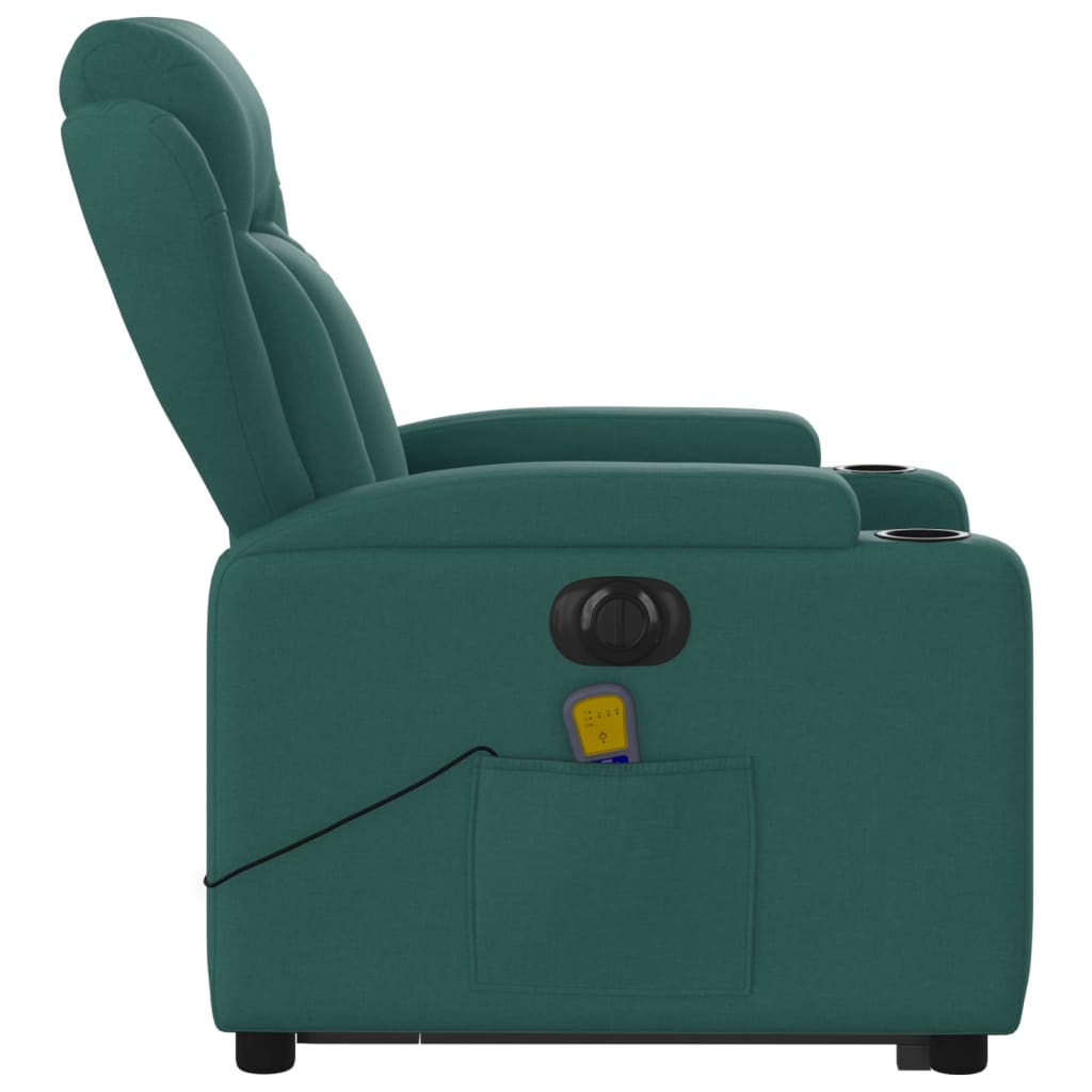 Fauteuil inclinable de massage électrique Vert foncé Tissu Fauteuils vidaXL   