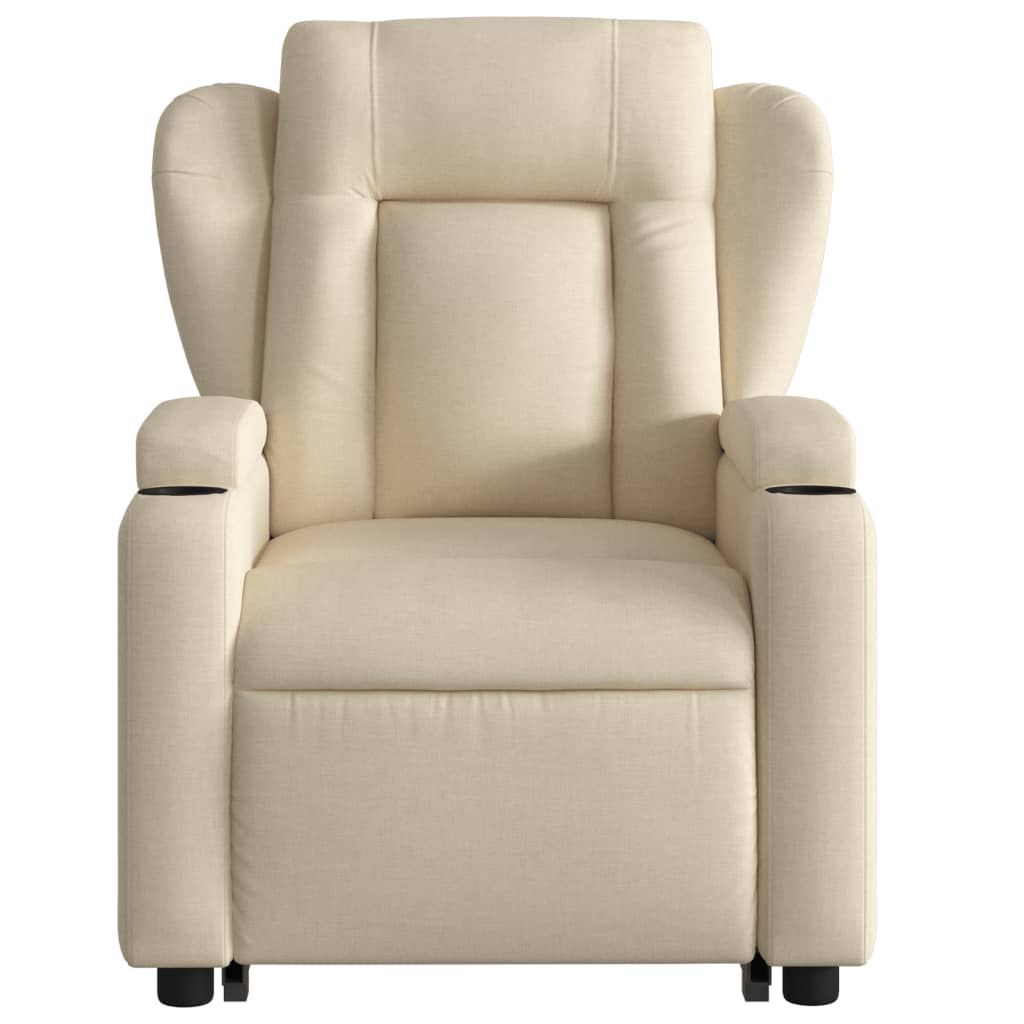 Fauteuil inclinable de massage électrique Crème Tissu Fauteuils vidaXL   