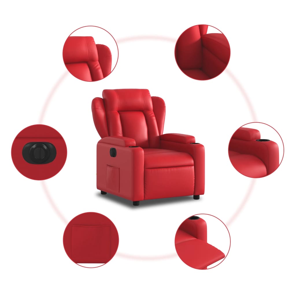 Fauteuil inclinable électrique Rouge Similicuir Fauteuils vidaXL   