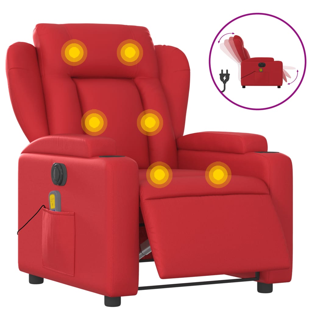 Fauteuil de massage inclinable électrique rouge similicuir Fauteuils vidaXL   