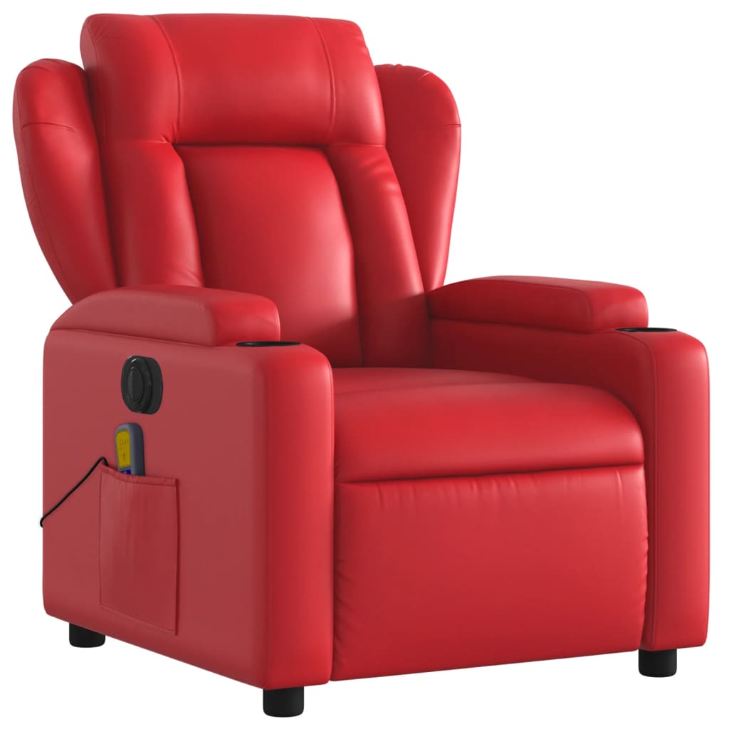 Fauteuil de massage inclinable électrique rouge similicuir Fauteuils vidaXL   