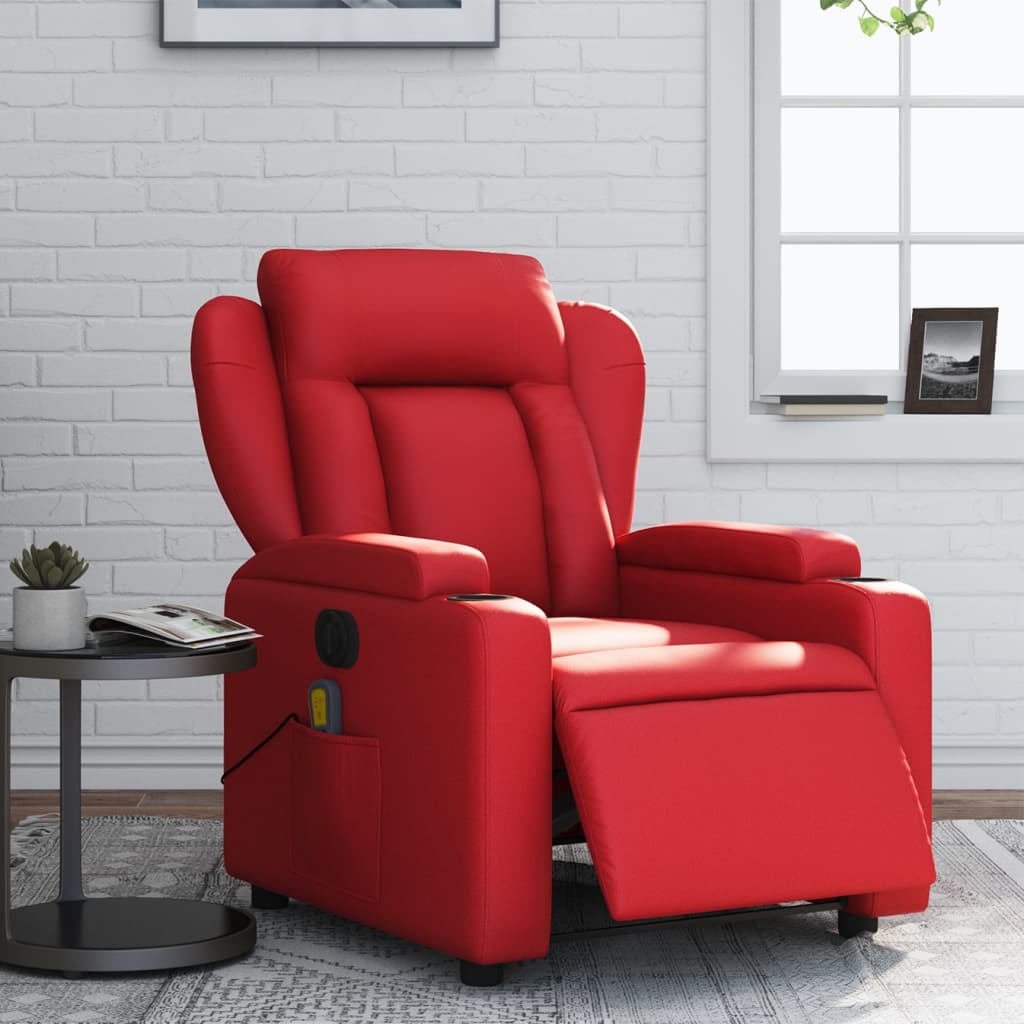 Fauteuil de massage inclinable électrique rouge similicuir Fauteuils vidaXL   