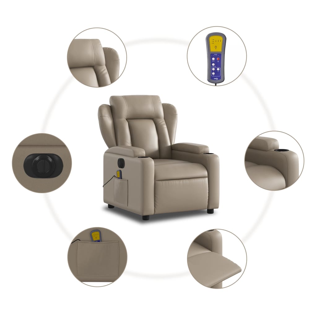 Fauteuil de massage inclinable électrique cappuccino similicuir Fauteuils vidaXL   