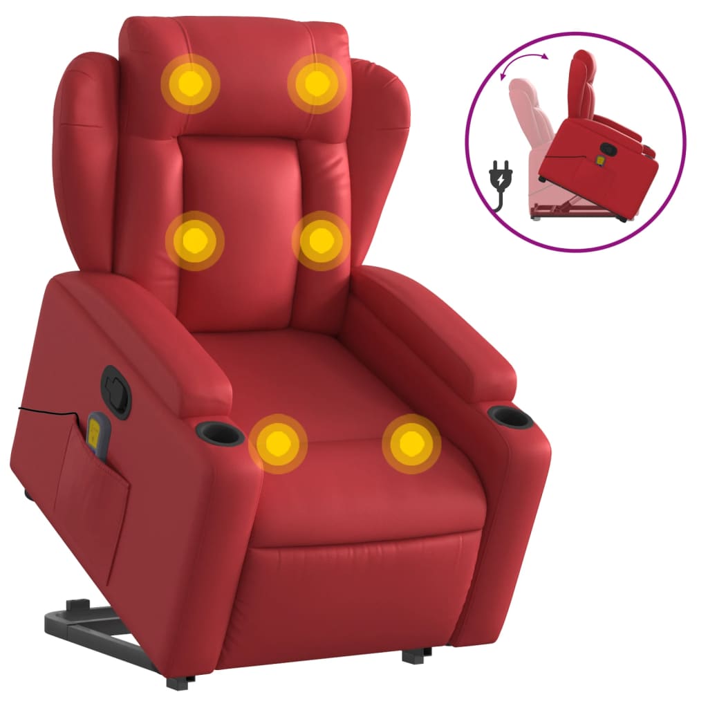 Fauteuil inclinable de massage Rouge Similicuir Fauteuils vidaXL   