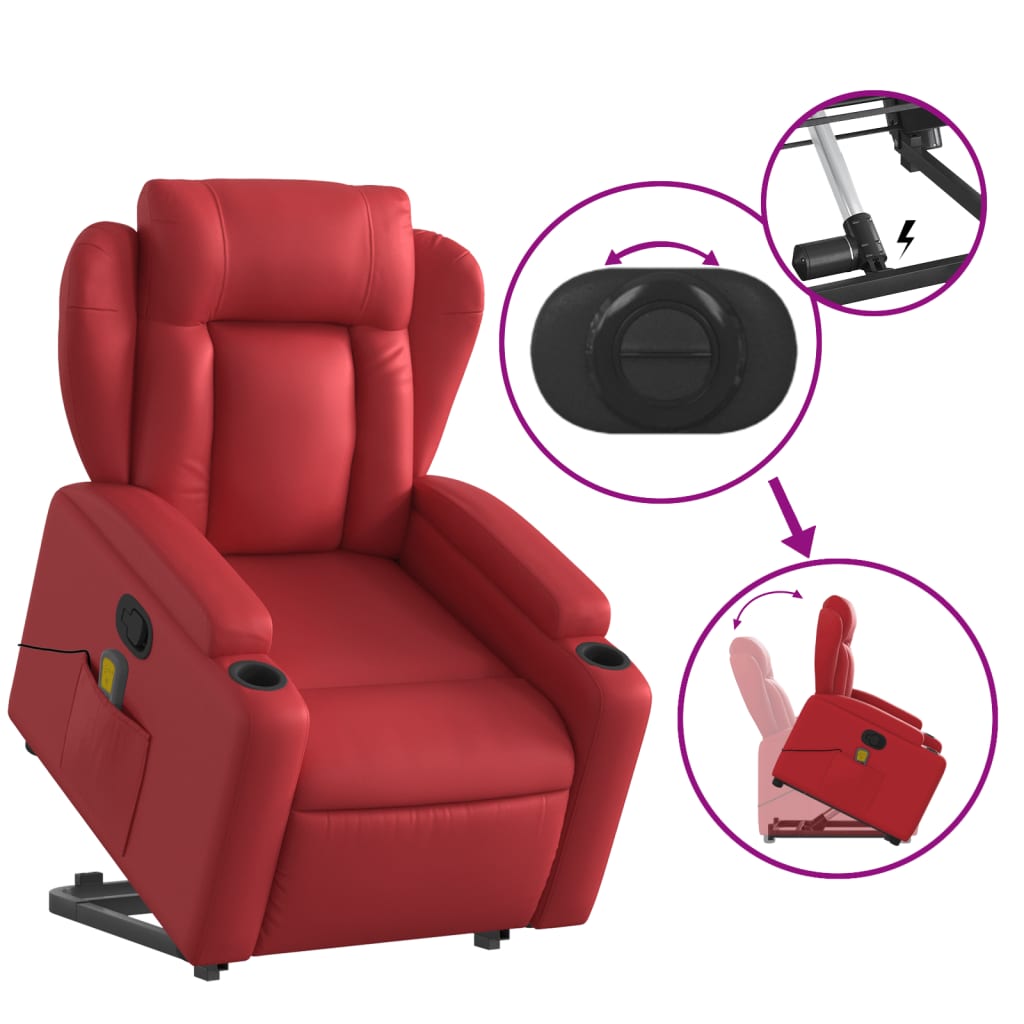 Fauteuil inclinable de massage Rouge Similicuir Fauteuils vidaXL   