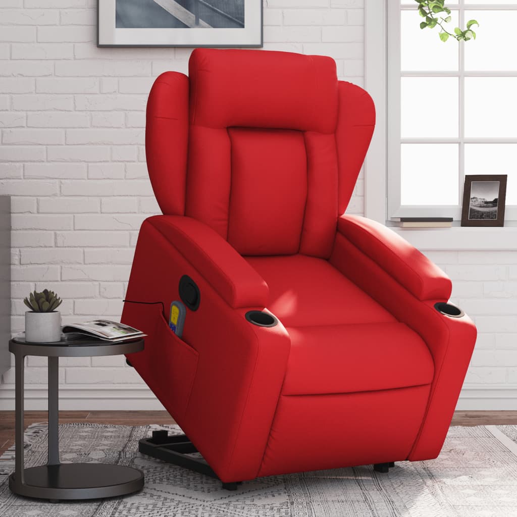 Fauteuil inclinable de massage Rouge Similicuir Fauteuils vidaXL   