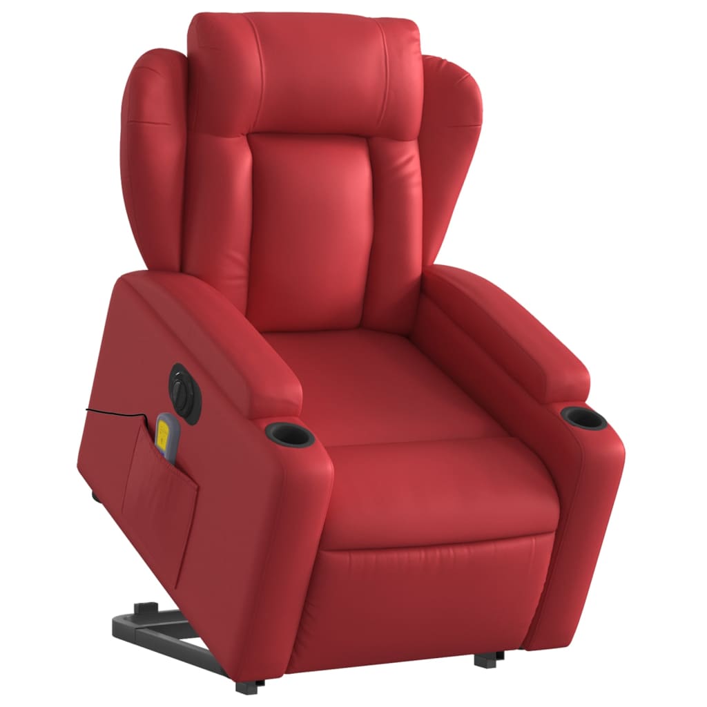 Fauteuil inclinable de massage électrique rouge similicuir Fauteuils vidaXL   