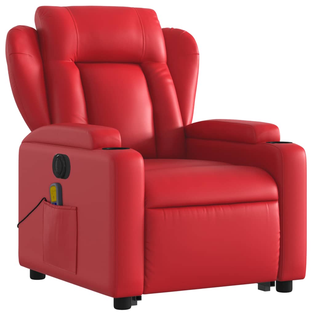 Fauteuil inclinable de massage électrique rouge similicuir Fauteuils vidaXL   