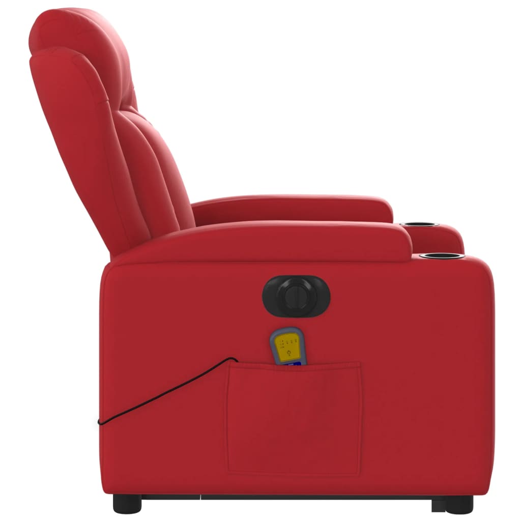 Fauteuil inclinable de massage électrique rouge similicuir Fauteuils vidaXL   