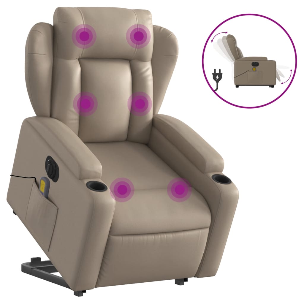 Fauteuil inclinable de massage électrique cappuccino similicuir Fauteuils vidaXL   