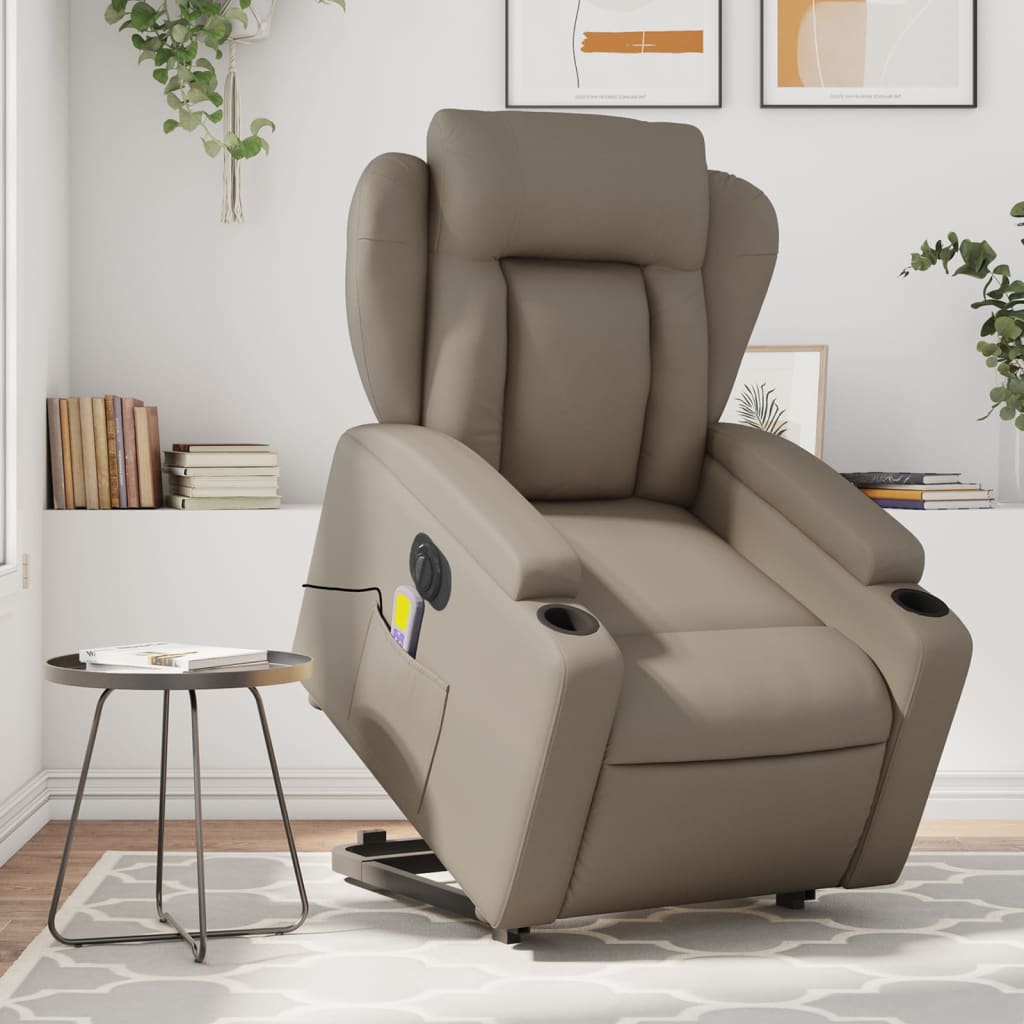 Fauteuil inclinable de massage électrique cappuccino similicuir Fauteuils vidaXL   