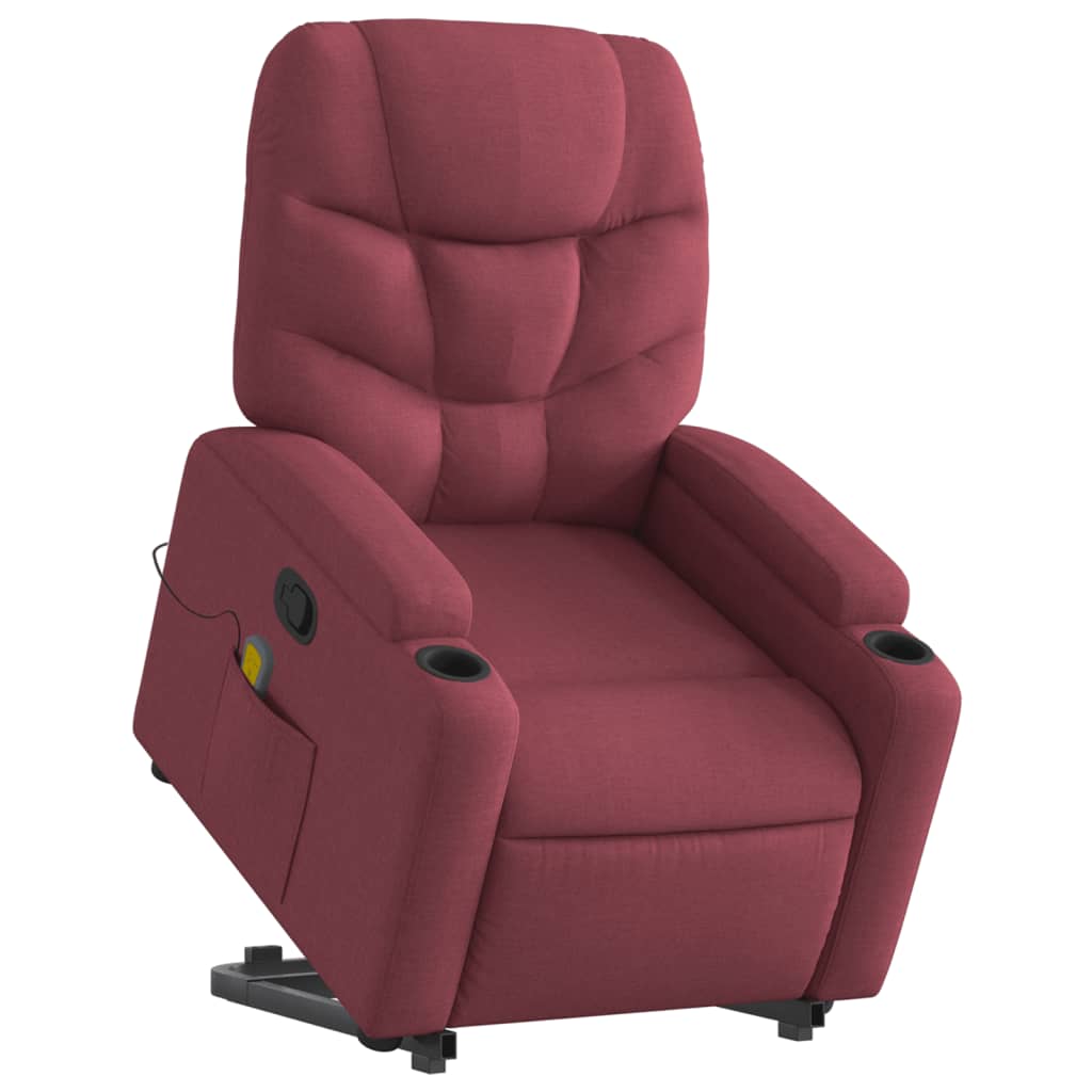 Fauteuil inclinable de massage Rouge bordeaux Tissu Fauteuils vidaXL   