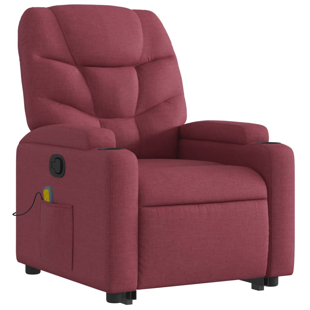 Fauteuil inclinable de massage Rouge bordeaux Tissu Fauteuils vidaXL   