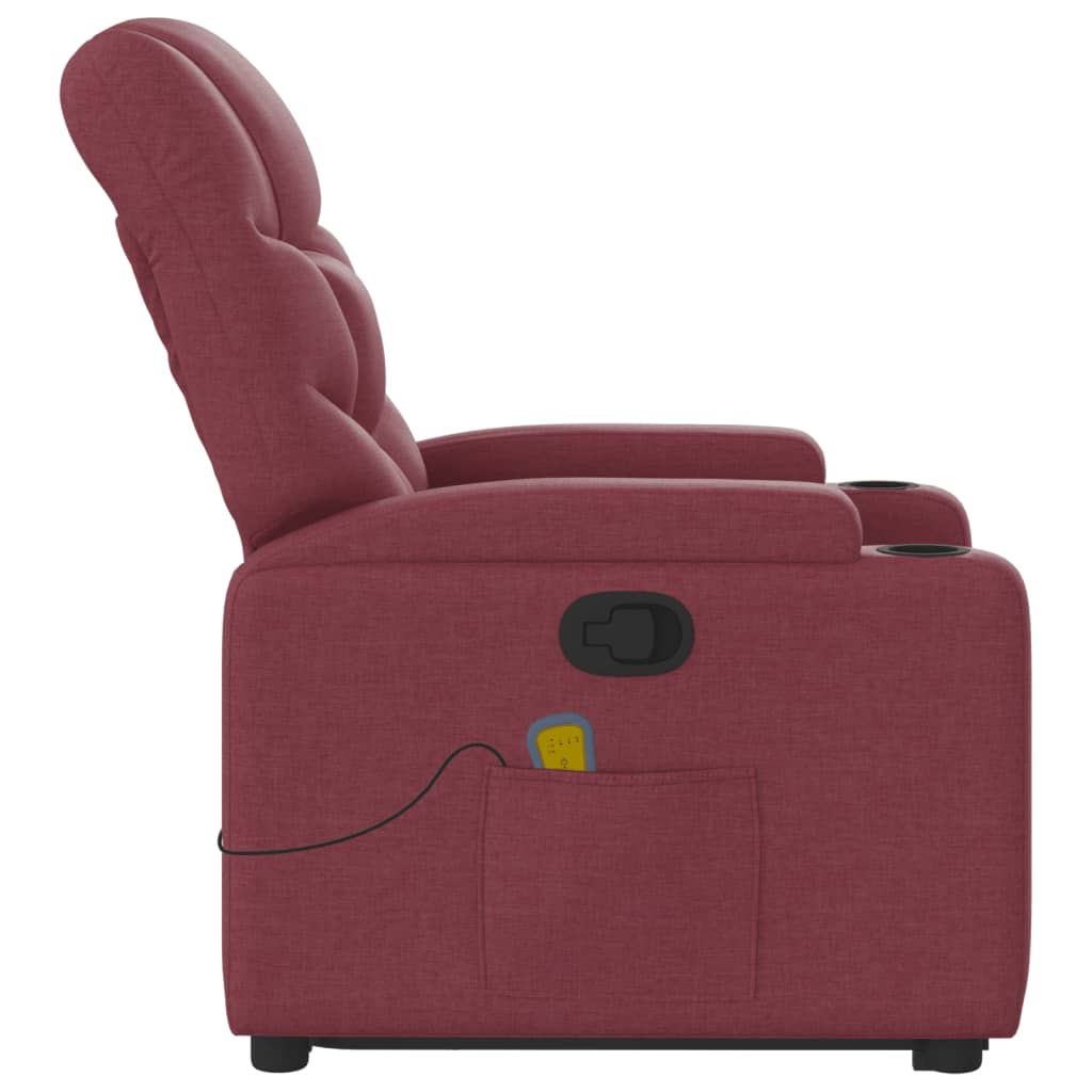 Fauteuil inclinable de massage Rouge bordeaux Tissu Fauteuils vidaXL   