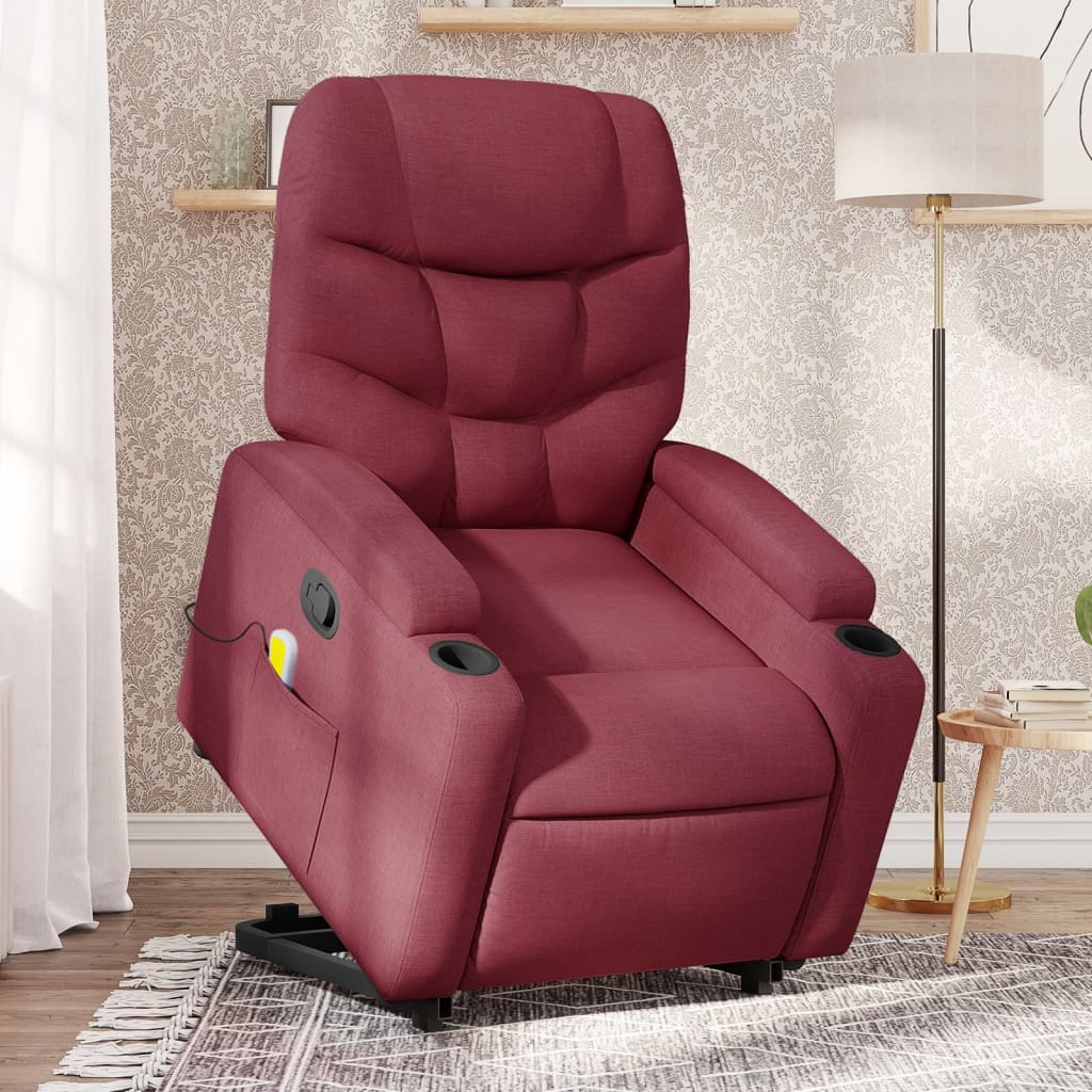 Fauteuil inclinable de massage Rouge bordeaux Tissu Fauteuils vidaXL   