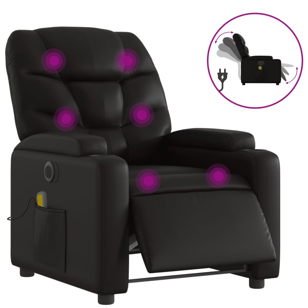 Fauteuil de massage inclinable électrique noir similicuir Fauteuils vidaXL   