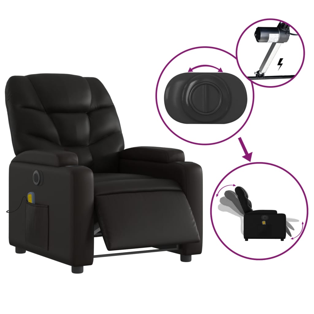 Fauteuil de massage inclinable électrique noir similicuir Fauteuils vidaXL   