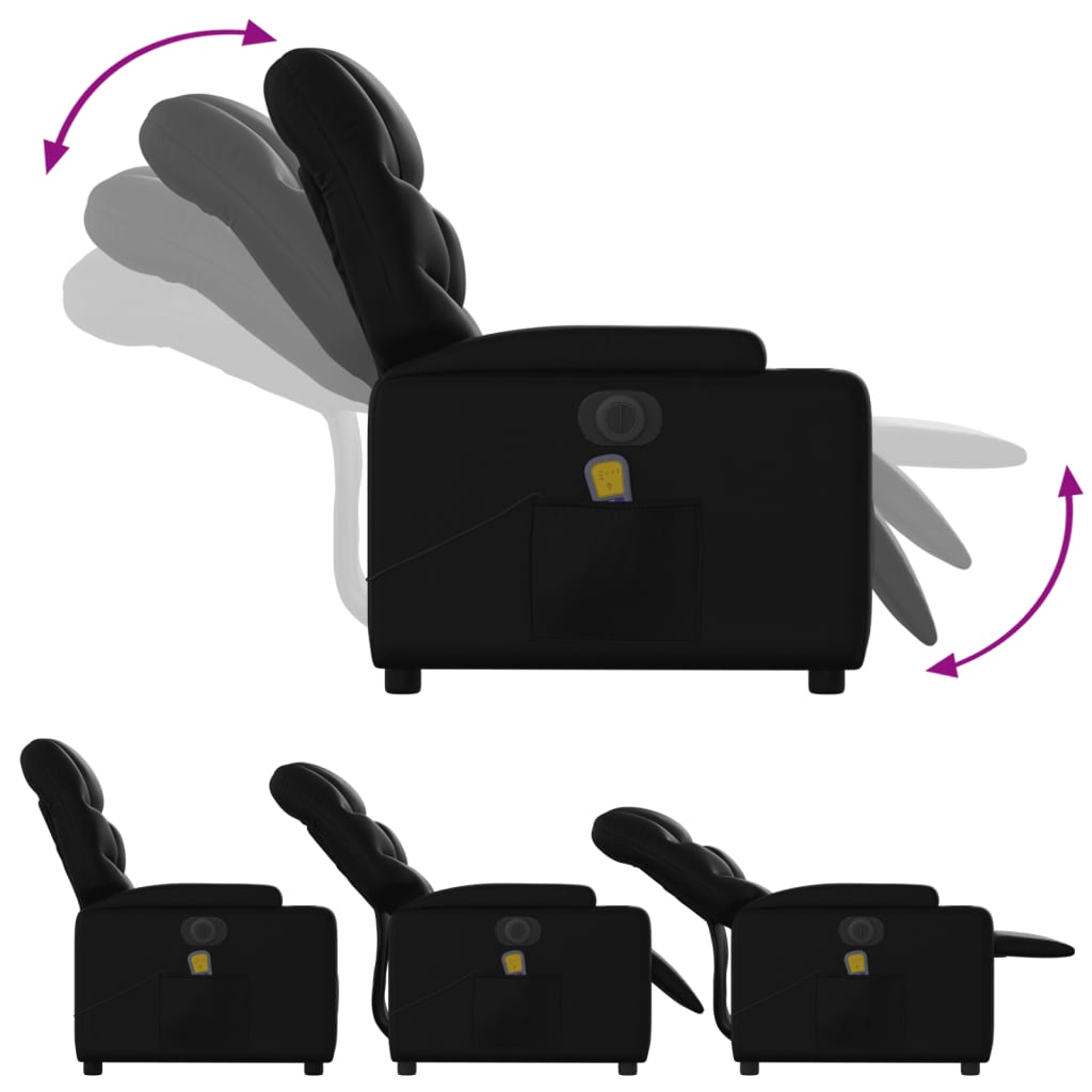 Fauteuil de massage inclinable électrique noir similicuir Fauteuils vidaXL   