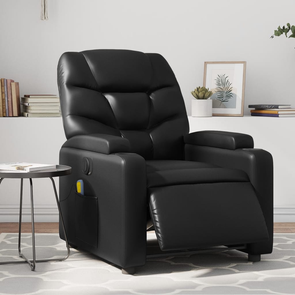 Fauteuil de massage inclinable électrique noir similicuir Fauteuils vidaXL   