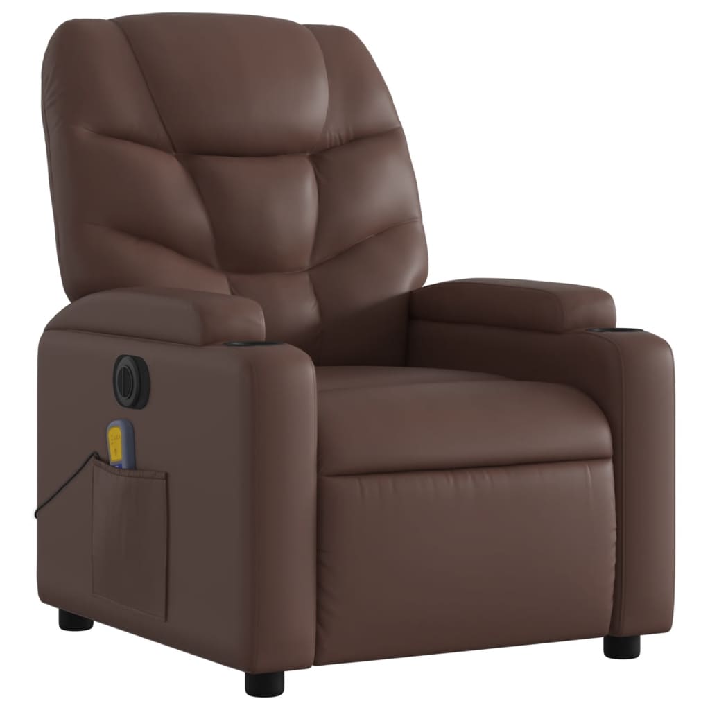 Fauteuil de massage inclinable électrique marron similicuir Fauteuils vidaXL   