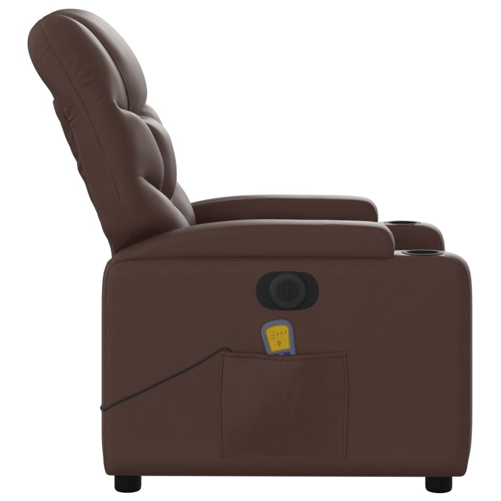 Fauteuil de massage inclinable électrique marron similicuir Fauteuils vidaXL   