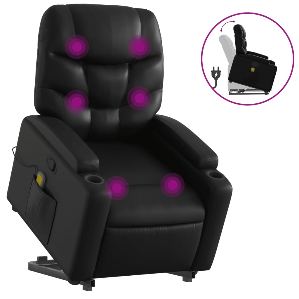 Fauteuil inclinable de massage Noir Similicuir Fauteuils vidaXL   