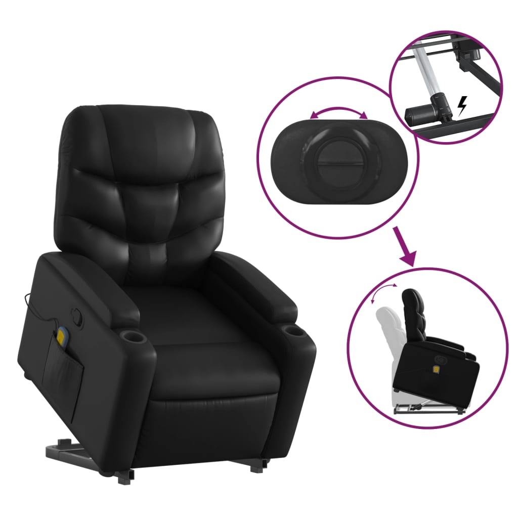 Fauteuil inclinable de massage Noir Similicuir Fauteuils vidaXL   