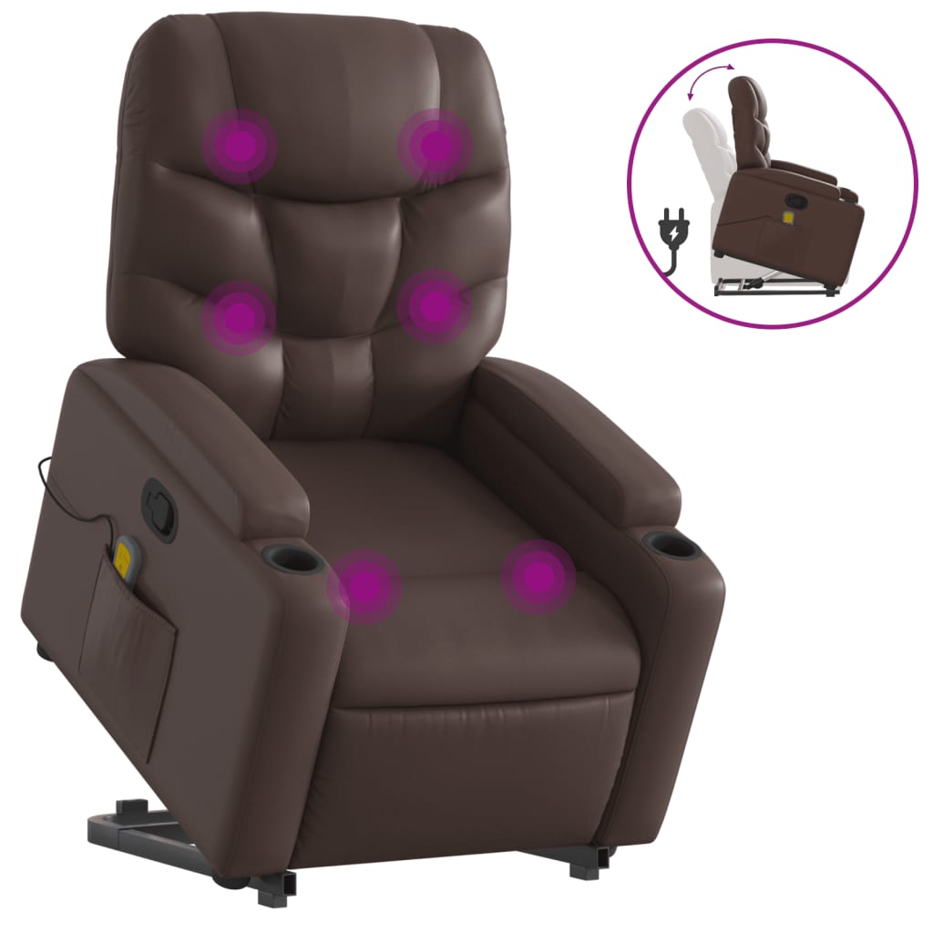 Fauteuil inclinable de massage Marron Similicuir Fauteuils vidaXL   