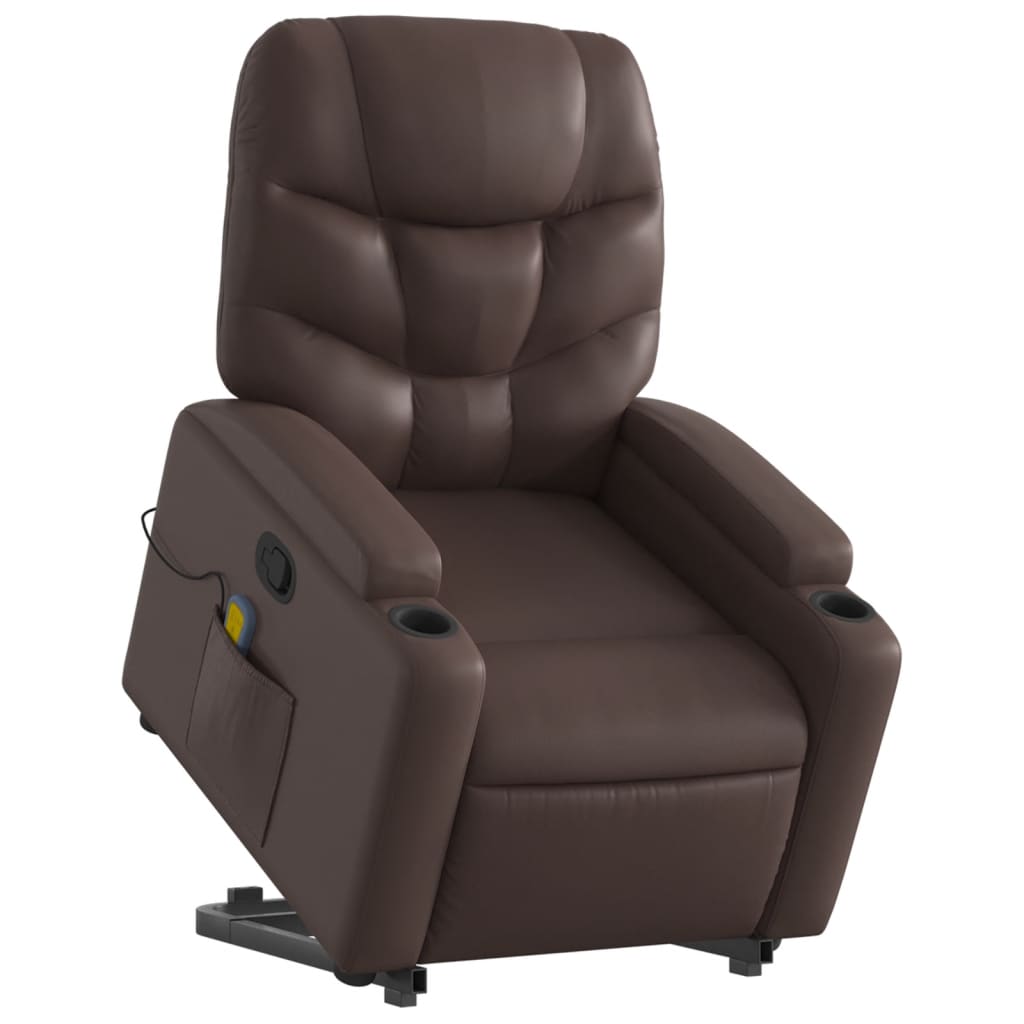 Fauteuil inclinable de massage Marron Similicuir Fauteuils vidaXL   