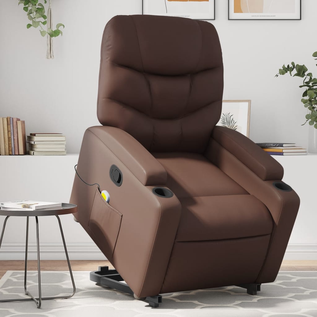 Fauteuil inclinable de massage Marron Similicuir Fauteuils vidaXL   