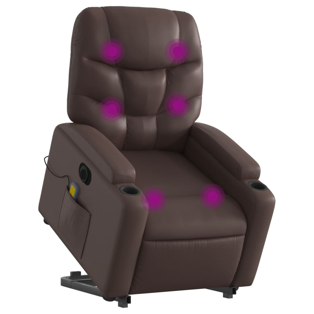 Fauteuil inclinable de massage électrique marron similicuir Fauteuils vidaXL   