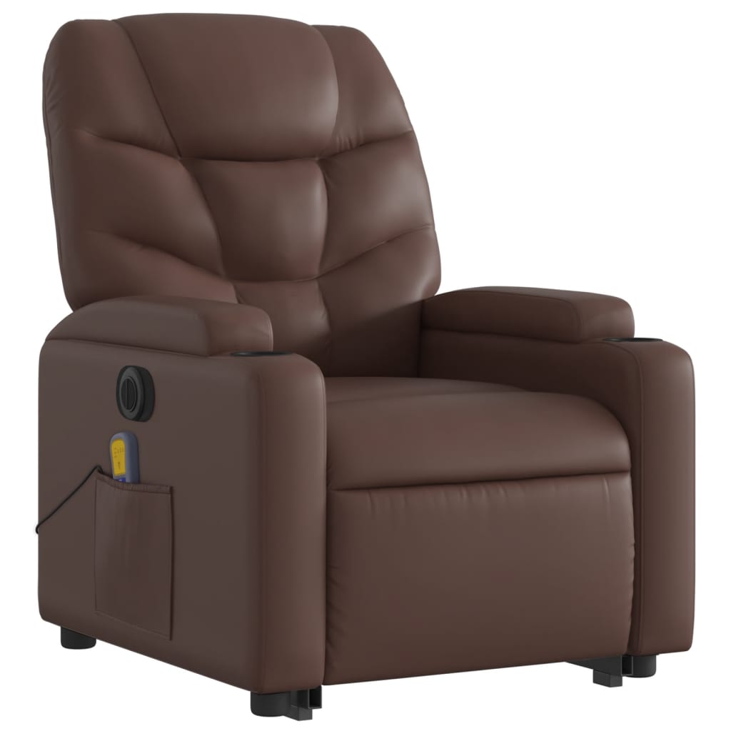 Fauteuil inclinable de massage électrique marron similicuir Fauteuils vidaXL   