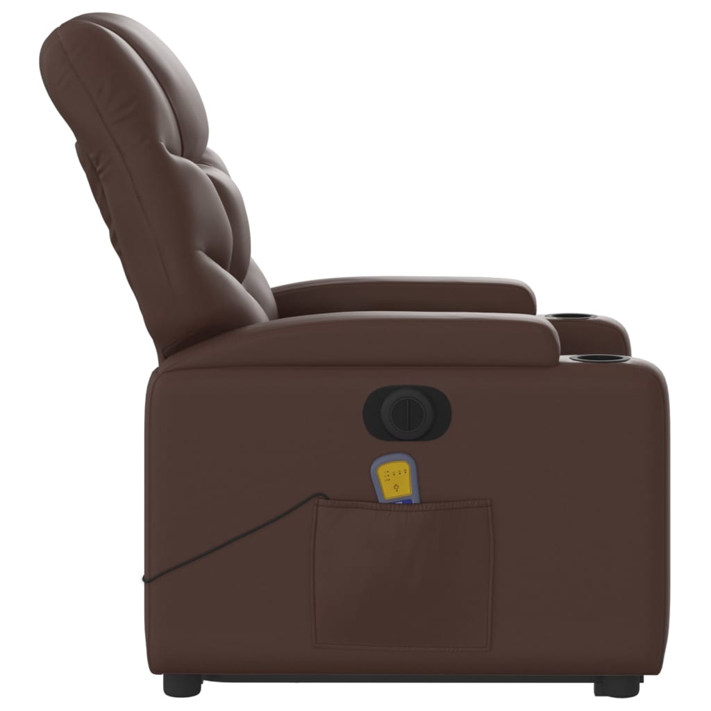 Fauteuil inclinable de massage électrique marron similicuir Fauteuils vidaXL   