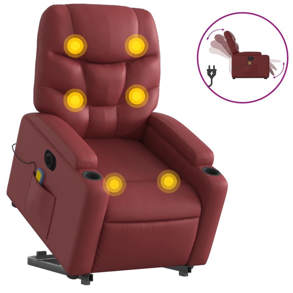 Fauteuil inclinable de massage électrique rouge bordeaux Fauteuils vidaXL   