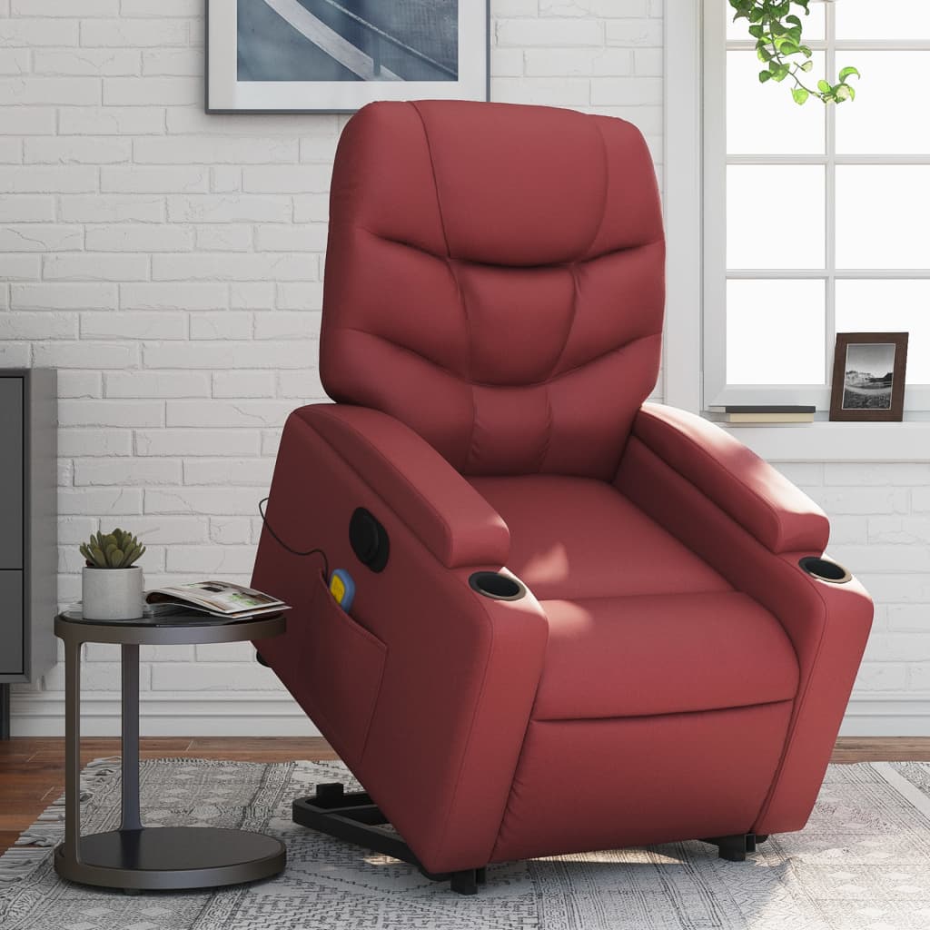 Fauteuil inclinable de massage électrique rouge bordeaux Fauteuils vidaXL   