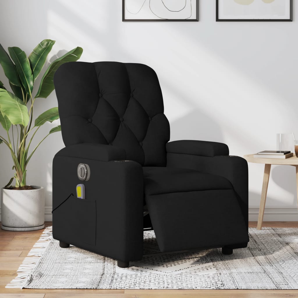 Fauteuil de massage inclinable électrique Noir Tissu Fauteuils vidaXL   