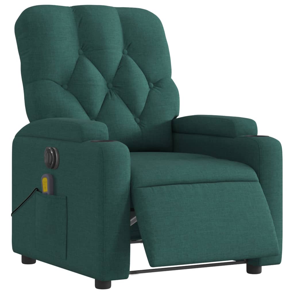 Fauteuil de massage inclinable électrique Vert foncé Tissu Fauteuils vidaXL   